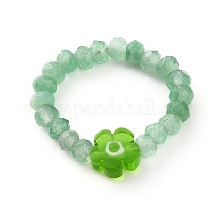 Dyed Natural Malaysia Jade Rondelle Beads Stretch Rings&nbsp;RJEW-JR00313