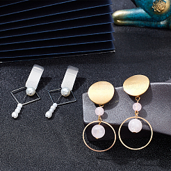 32Pcs Teardrop & Flat Round & Rectangle & Horse Eye 304 Stainless Steel Stud Earring Findings&nbsp;STAS-PH0001-68