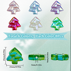 48Pcs 6 Colors Christmas Rainbow Iridescent Plating Acrylic Beads&nbsp;MACR-SP0001-34