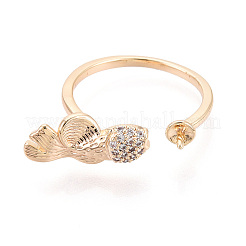 Fish Brass Micro Pave Clear Cubic Zirconia Cuff Ring Settings&nbsp;KK-T076-52G