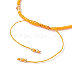 Natural Carnelian & Seed Glass Beaded Braided Bead Bracelets&nbsp;BJEW-JB12605-03