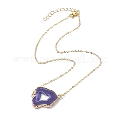 Electroplate Natural Druzy Geode Agate Pendant Necklaces for Women&nbsp;NJEW-JN04730