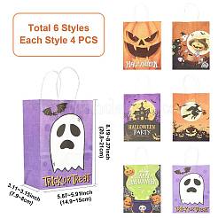 24Pcs 6 Styles Halloween Theme Kraft Paper Gift Bags with Handles&nbsp;CARB-FS0001-09