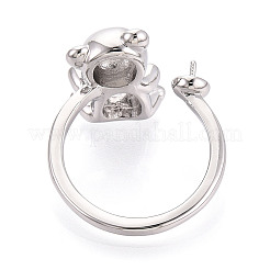 Bear Brass Micro Pave Clear Cubic Zirconia Cuff Ring Settings&nbsp;KK-T076-32P