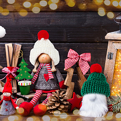 48Pcs 6 Style Christmas Mini Knitting Wool Yarn Scarf & Hats&nbsp;AJEW-FH0003-79