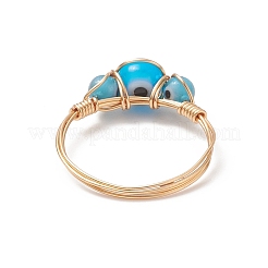 Lampwork Evil Eye Finger Ring&nbsp;RJEW-JR00555
