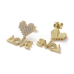 Brass Micro Pave Cubic Zirconia Dangle Stud Earrings&nbsp;EJEW-H308-05G