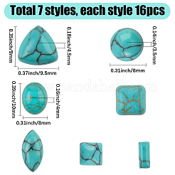 112Pcs 7 Styles Dyed Synthetic Turquoise Cabochons&nbsp;TURQ-SP0001-02
