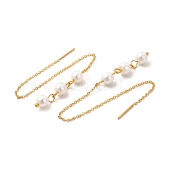Glass Pearl Beaded Ear Thread&nbsp;EJEW-P219-13G