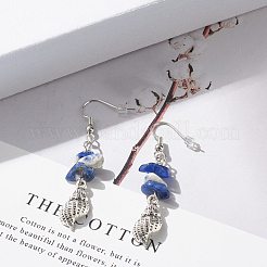 Natural Sodalite Chips Beaded Dangle Earrings&nbsp;EJEW-JE04890-02