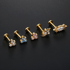 G23 Titanium Micro Pave Pink Cubic Zirconia Internally Threaded Labrets&nbsp;WGA56E5-03