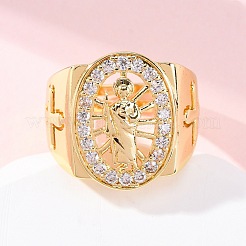 Brass Micro Pave Clear Cubic Zirconia Rings for Women&nbsp;RJEW-U047-30G