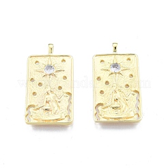 Brass Micro Pave Clear Cubic Zirconia Pendants&nbsp;KK-G432-14G