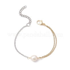 Natural Cultured Freshwater Pearl Beads Link Bracelets&nbsp;BJEW-JB12866