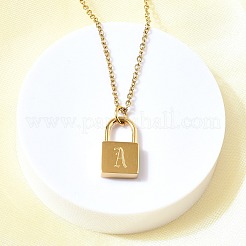 304 Stainless Steel Rolo Chain Pendant Necklaces&nbsp;NJEW-S444-01G-01