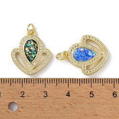 Brass Micro Pave Cubic Zirconia Pendants&nbsp;KK-A197-27G