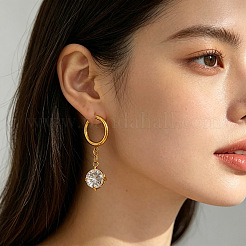 304 Stainless Steel Pave Cubic Zirconia Hoop Earrings&nbsp;WG5B3C6-01