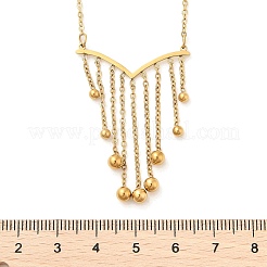 304 Stainless Steel Ball Tassel Cable Chain Necklaces for Women&nbsp;NJEW-R017-02G