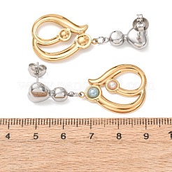 304 Stainless Steel & Plastic Pearl Stud Dangle Earrings&nbsp;SA-G607-04GP
