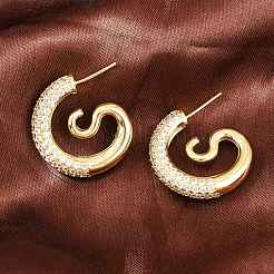 Brass Micro Pave Cubic Zirconia Stud Earrings&nbsp;EJEW-G471-50G