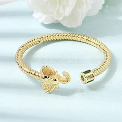 Brass Pave Cubic Zirconia Elephant Open Cuff Bangles for Women&nbsp;CU-CBAE7DF-50G