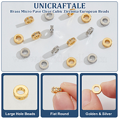 16Pcs 2 Colors Brass Micro Pave Clear Cubic Zirconia European Beads&nbsp;OPDL-UN0001-08