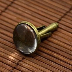 Antique Bronze Brass Cufflinks Tray Settings with Domed Clear Glass Covers Sets for Picture Cuff Button Making&nbsp;DIY-D0093-NF