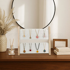 2-Layer Bamboo Slant Back Necklace Organizer Display Stands&nbsp;NDIS-WH0010-31
