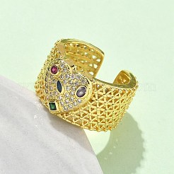 Brass Micro Pave Cubic Zirconia Adjustable Cuff Rings&nbsp;RJEW-V009-06G
