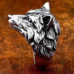 Wolf Zinc Alloy Finger Rings for Men&nbsp;PW-WG8046D-01