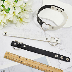 3Pcs 3 Styles Adjustable Gothic Two Tone PU Leather Alloy Heart Choker Necklaces for Women&nbsp;NJEW-CL0007-08