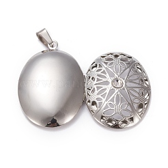 304 Stainless Steel Rhinestone Locket Pendants&nbsp;STAS-K197-10P