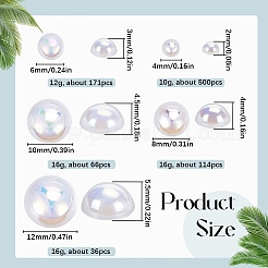 70G  5 Styles ABS Plastic Imitation Pearl Cabochons&nbsp;OACR-SC0001-45D