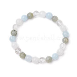 Round Natural Mixed Gemstone Beaded Stretch Bracelets for Womenm Men&nbsp;BJEW-JB11555