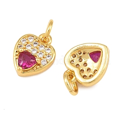 Brass Micro Pave Medium Violet Red Cubic Zirconia Charms&nbsp;CU-CBAB3AD-09G-01