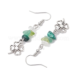 Natural Mixed Stone Clover Dangle Earrings&nbsp;EJEW-JE06148