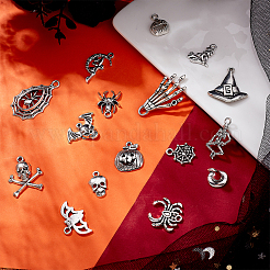 64Pcs 16 Style Tibetan Style Alloy Pendants&nbsp;FIND-SC0002-67