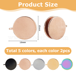 10Pcs 5 Colors 304 Stainless Steel Cuff Earrings&nbsp;EJEW-HS0001-34A