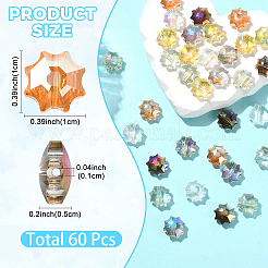 60Pcs 6 Colors Electroplate Transparent Glass Beads&nbsp;EGLA-YW0005-78