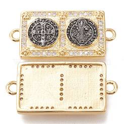 Brass Micro Pave Clear Cubic Zirconia Links Connectors&nbsp;ZIRC-I044-04B