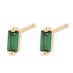 Rectangle Brass Micro Pave Cubic Zirconia Stud Earrings&nbsp;EJEW-A156-19G