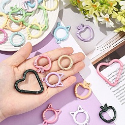 16Pcs Spray Painted Alloy Spring Gate Rings&nbsp;FIND-YW0010-86
