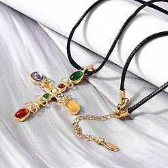 304 Stainless Steel Cubic Zirconia Pendant Necklaces&nbsp;NJEW-H070-03G