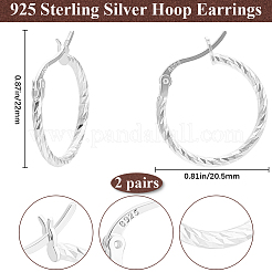 2Pairs 925 Sterling Silver Hoop Earrings&nbsp;STER-BBC0007-56