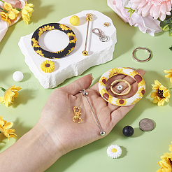 DIY Sunflower Iron Beadable Bar Keychain Making Kits&nbsp;DIY-TA0010-21