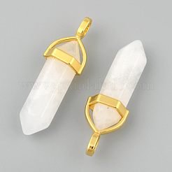 Natural White Jade Bullet Double Terminated Pointed Pendants&nbsp;G-G902-B24