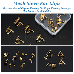 12Pcs 2 Styles Flat Round Brass Clip-on Earring Findings&nbsp;EJEW-FH0001-12