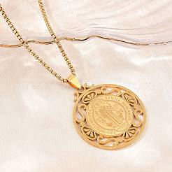 Religion 201 Stainless Steel Saint Benedict Medal Pendant 304 Stainless Steel Box Chain Necklaces&nbsp;SA-H003-03G