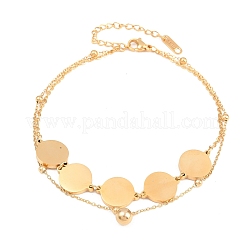Flat Round 304 Stainless Steel Satellite Chains Double Layers Anklets&nbsp;BJEW-H643-04G
