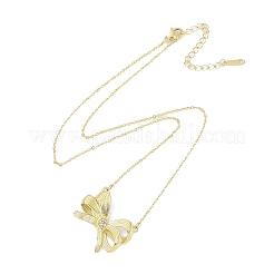 304 Stainless Steel Crystal Rhinestone Cable Chain Bowknot Pendant Necklaces for Women&nbsp;NJEW-C055-08G